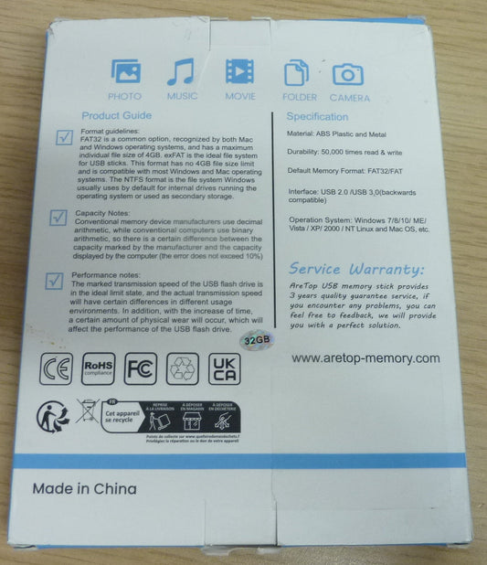 AreTop 32GB 10PK USB Stick-black