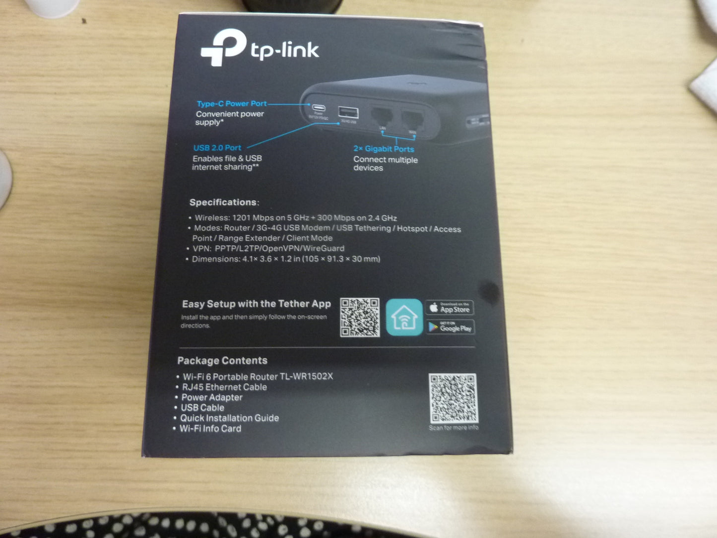 TP-Link TL-WR1502X AX1500 WiFi 6 Travel Router