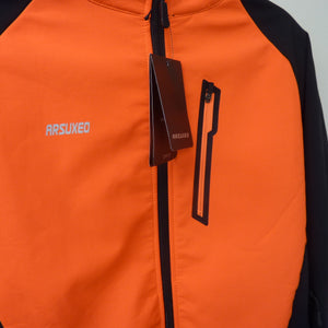 ARSUXEO Men's Winter Warm Cycling Jacket-ORANGE-XL