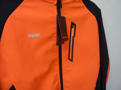 ARSUXEO Men's Winter Warm Cycling Jacket-ORANGE-XL
