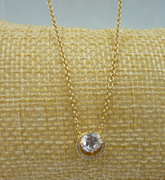 PANDORA Sparkling Round Halo Pendant Collier Necklace 14k gold plating