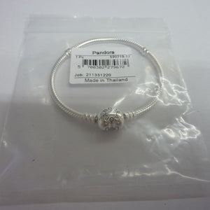 Pandora Moments Heart Clasp Snake Chain Bracelet-Sterling Silver