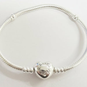 Pandora Moments Heart Clasp Snake Chain Bracelet-Sterling Silver