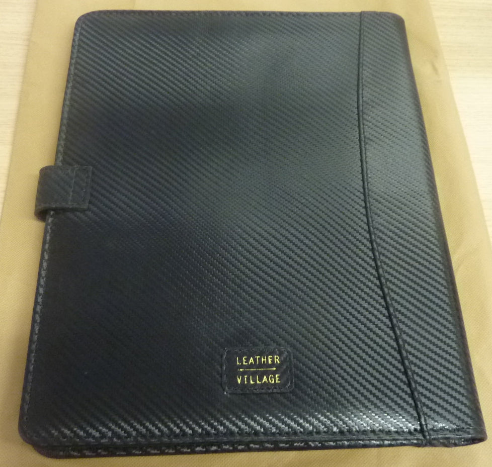Leather Village Carbon Fiber Leather Padfolio Organizer – Carbon Black A4