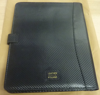 Leather Village Carbon Fiber Leather Padfolio Organizer – Carbon Black A4