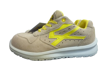 SAFETOE Lightweight Safety Trainers - 7328-UK6 BEIGE/YELLOW