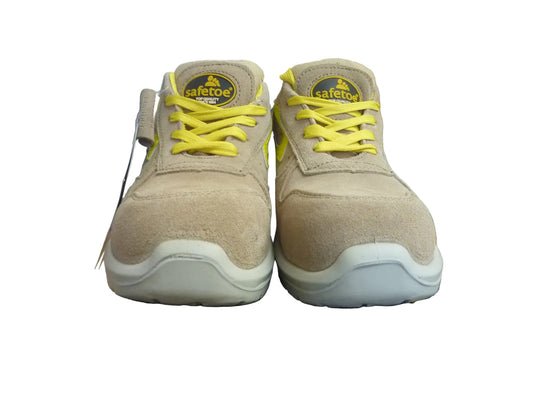 SAFETOE Lightweight Safety Trainers - 7328-UK6 BEIGE/YELLOW