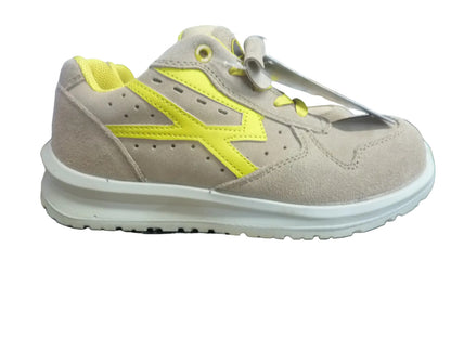 SAFETOE Lightweight Safety Trainers - 7328-UK6 BEIGE/YELLOW