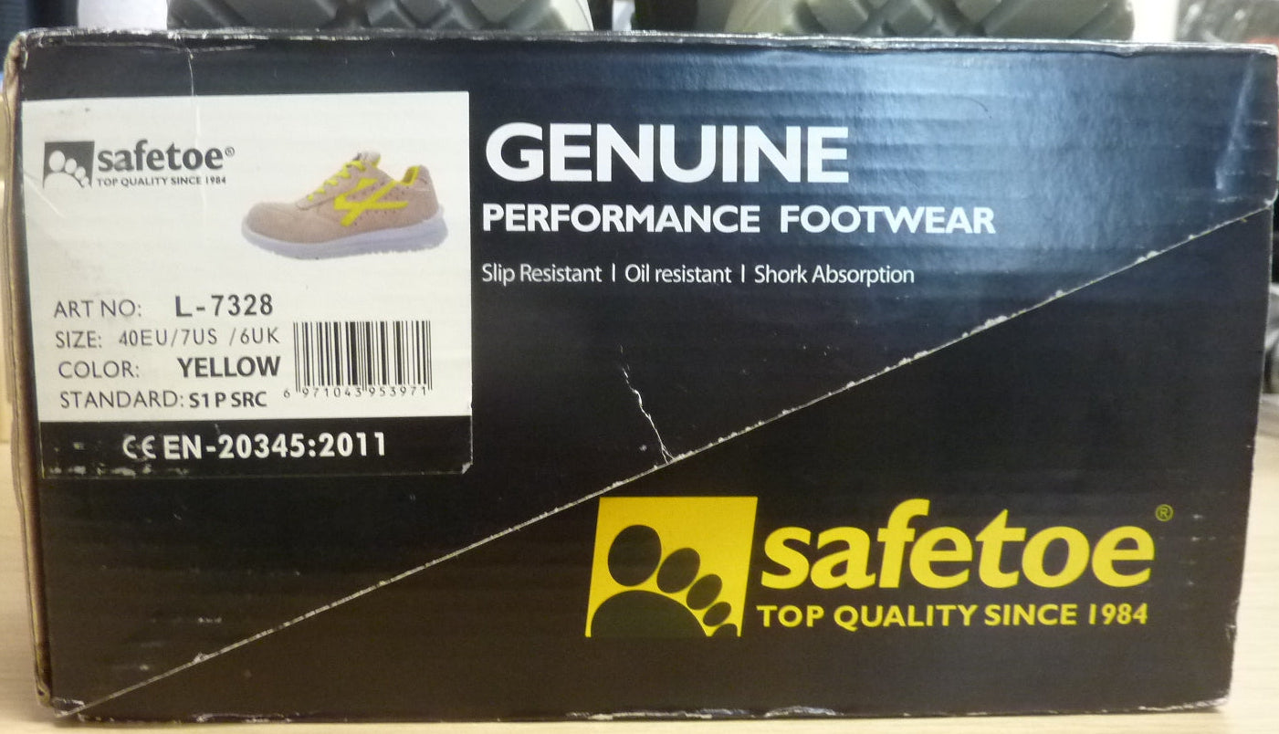 SAFETOE Lightweight Safety Trainers - 7328-UK6 BEIGE/YELLOW