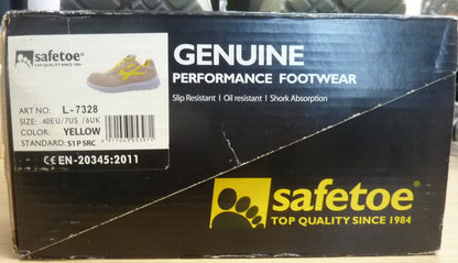 SAFETOE Lightweight Safety Trainers - 7328-UK6 BEIGE/YELLOW