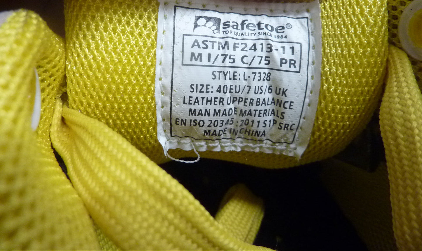 SAFETOE Lightweight Safety Trainers - 7328-UK6 BEIGE/YELLOW