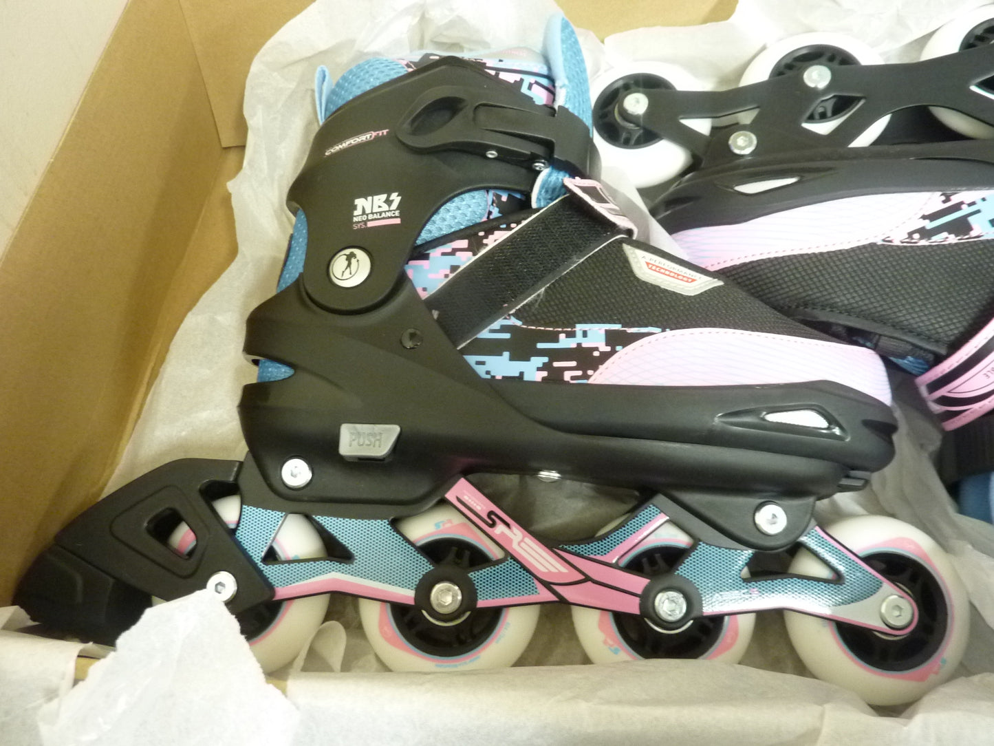 SFR Pixel Adjustable Inline Skates - Blue / Pink-SIZE UK4-7