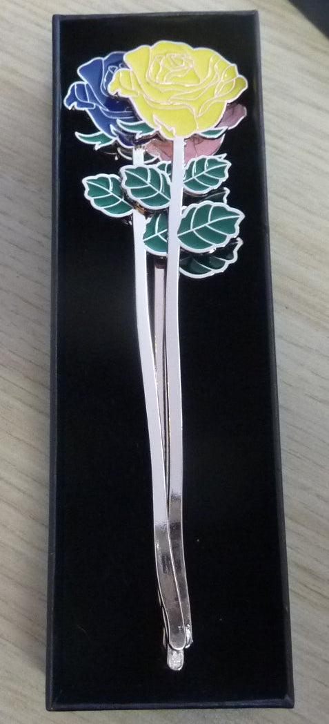 4PC Metal Alloy Bookmark Stationery Rose