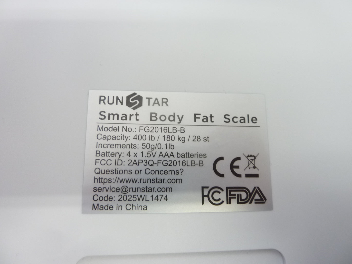 Runstar Smart Body Fat Scale FG2016LB-B