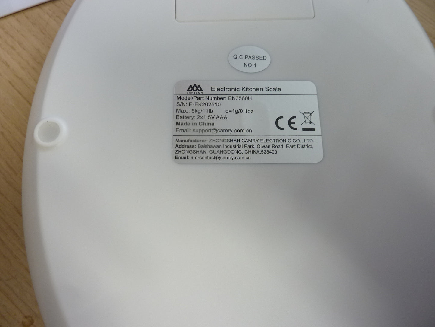 Senssun electronic kitchen scale - model EK3560H