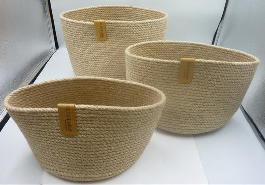 3PC Woven Jute Storage Baskets