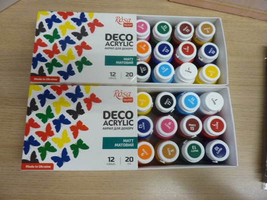 2 X 12PK DECO ACRYLIC MATT 20ML EACH PAINTS-24 TOTAL