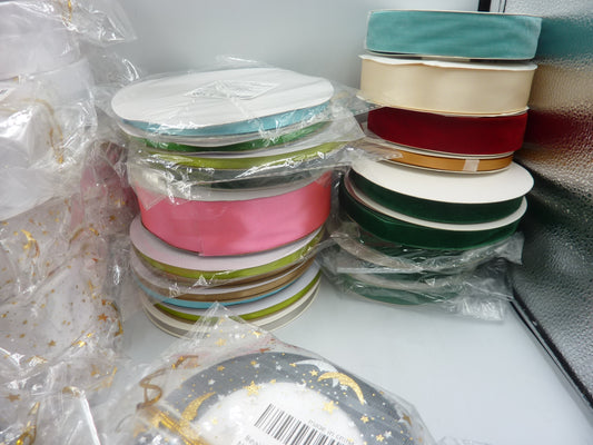 Job lot of 70 various ribbons for crafting