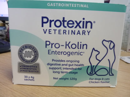 Protexin Veterinary Pro-Kolin Enterogenic Gut Health Sachets for Cats and Dogs, Chicken Flavour, 30 Sachets