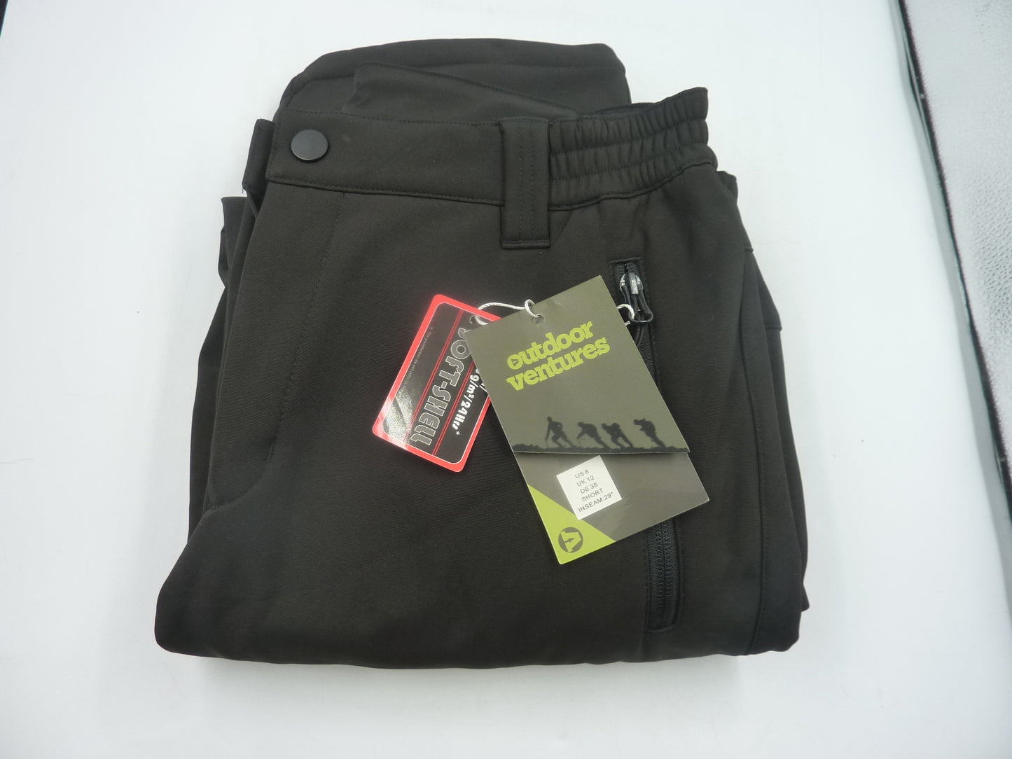 Outdoor Ventures Womens Winter Softshell Trousers-UK12 SHORT-BLACK
