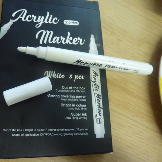 White Markers, 8 Pack Fine Tip Acrylic 2mm Tip