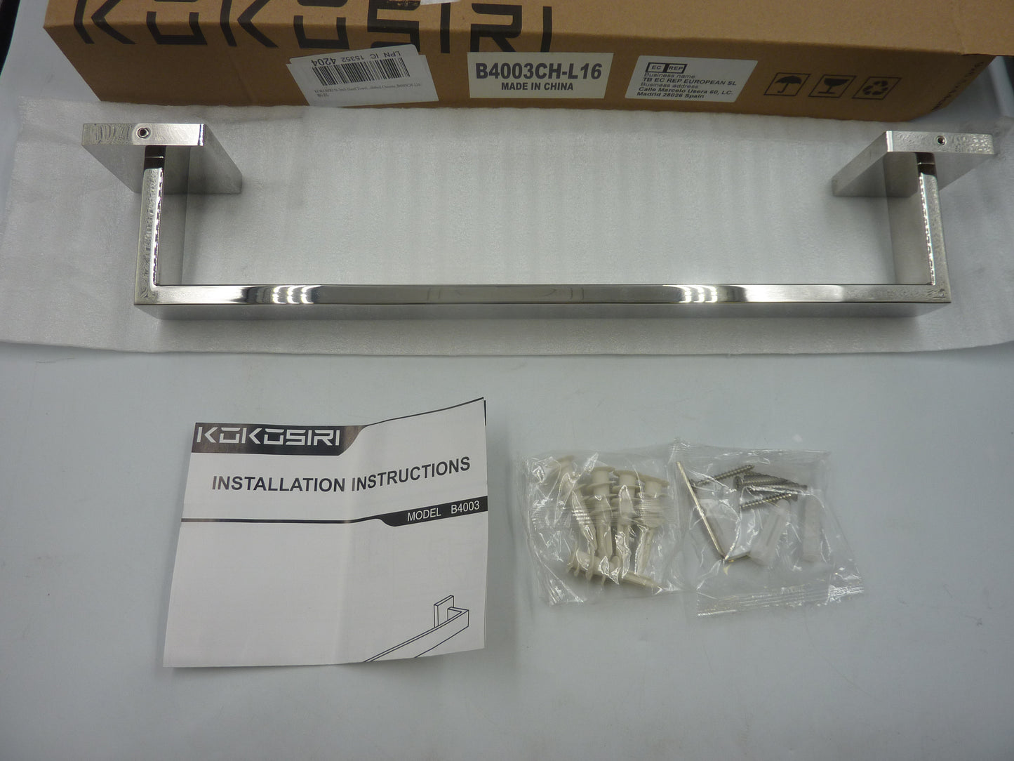 KOKOSIRI 16" Towel Rail Polished Chrome