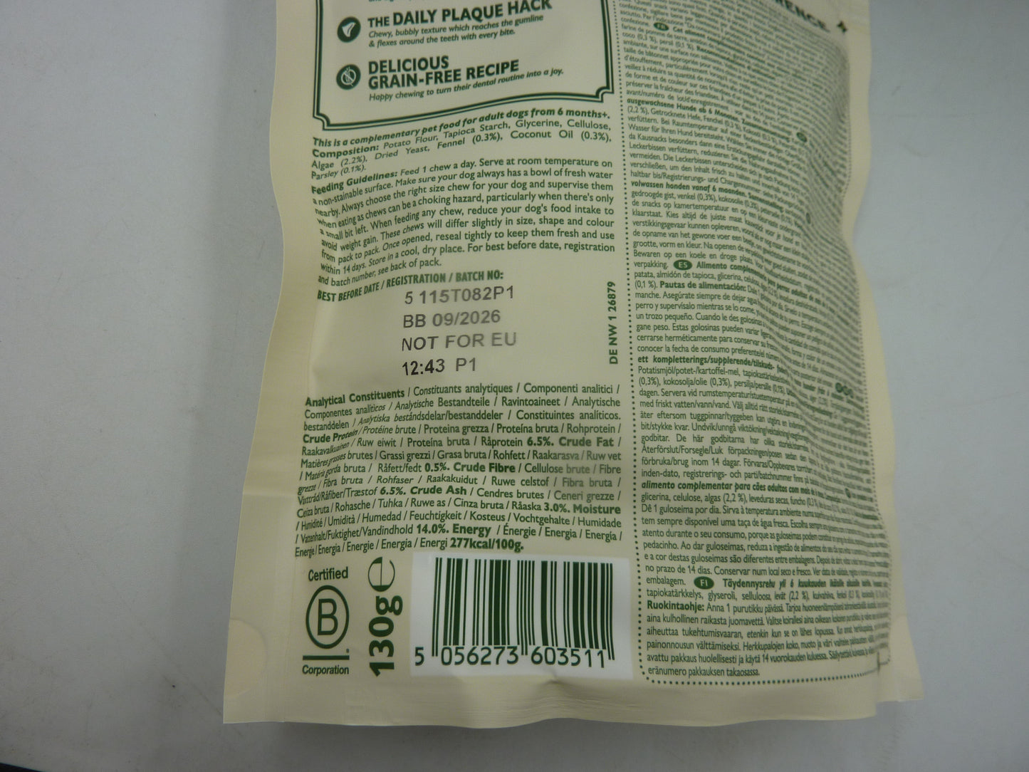 Lilys Kitchen 7 X 130G Mini Woofbrush Dental Chew Multipacks BB 09/2026