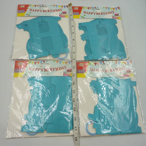 4 x Happy Birthday Banners Blue Glitter
