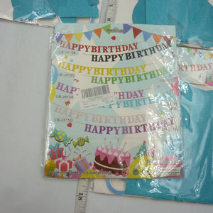 4 x Happy Birthday Banners Blue Glitter