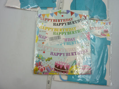 4 x Happy Birthday Banners Blue Glitter