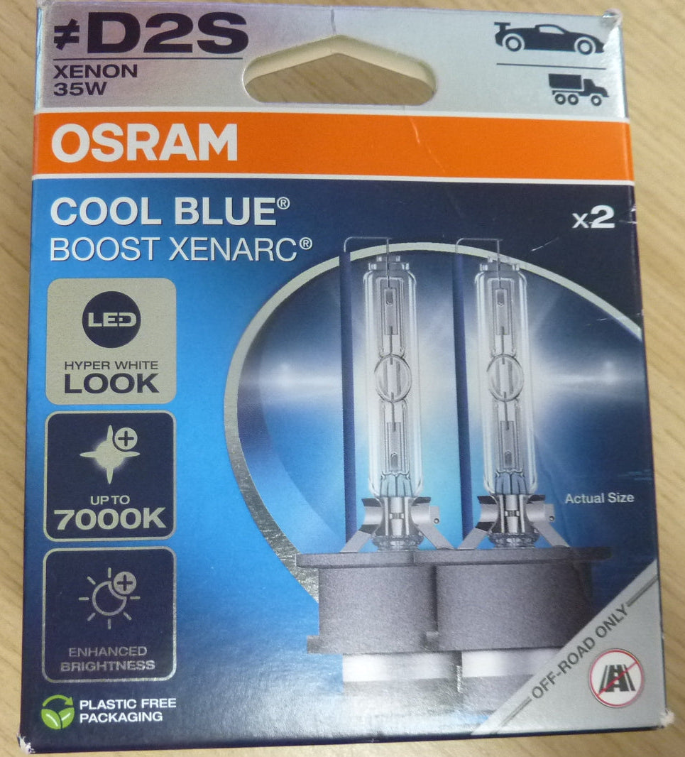 2x OSRAM Xenarc Cool Blue Boost D2S Car Headlight Bulbs