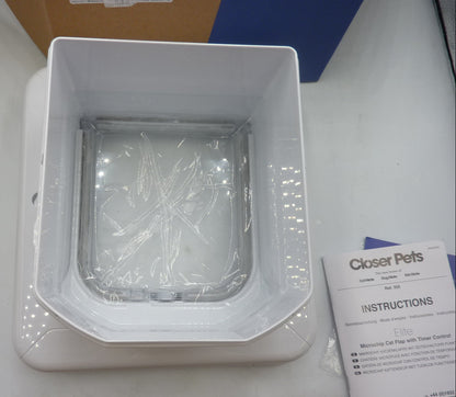 Cat Mate Elite Microchip Cat Flap with Timer & 4-Way Lock – White (355W)