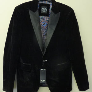XPOSED LONDON Dinner Tim Jacket-Black Soft Velvet Tuxedo Jacket-40