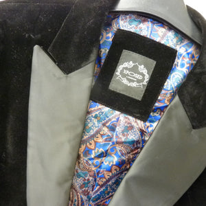 XPOSED LONDON Dinner Tim Jacket-Black Soft Velvet Tuxedo Jacket-40