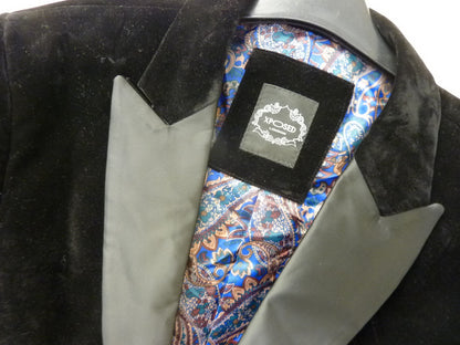 XPOSED LONDON Dinner Tim Jacket-Black Soft Velvet Tuxedo Jacket-40"