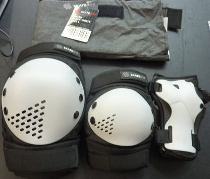 Skatewiz Black and White Skateboard Knee and Elbow Pads size L