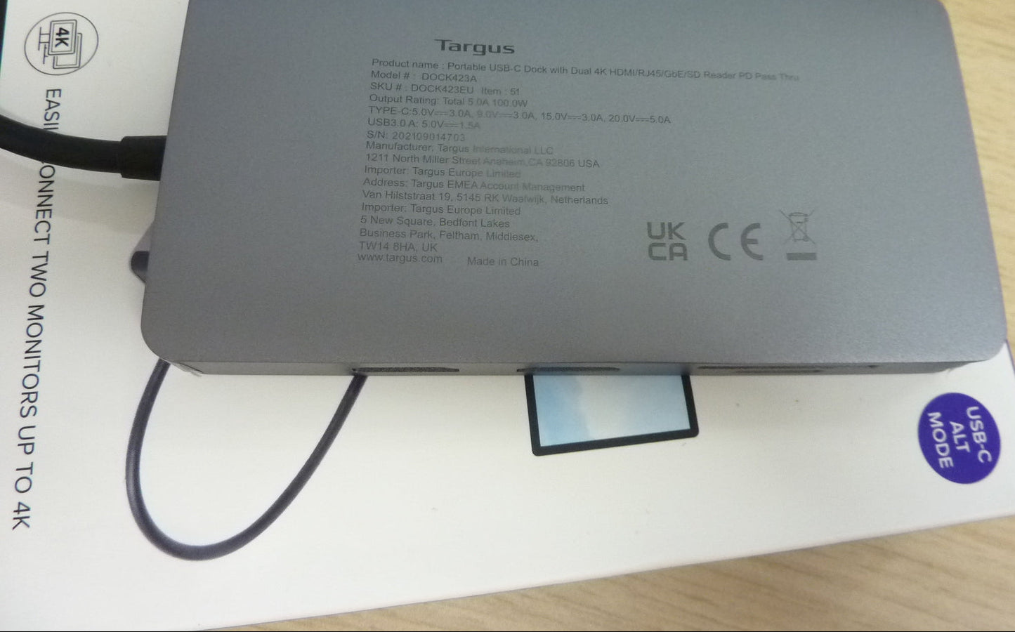 Targus USB-C Docking Station, Dual HDMI 4K Monitor Display Ports, Gigabit Ethernet, Micro SD, 2x USB 3.0 with 100W Power Delivery - Silver