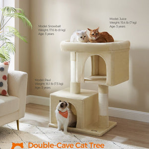 Feandrea 101 cm Tall Cat Tree with Scratching Posts XL Beige