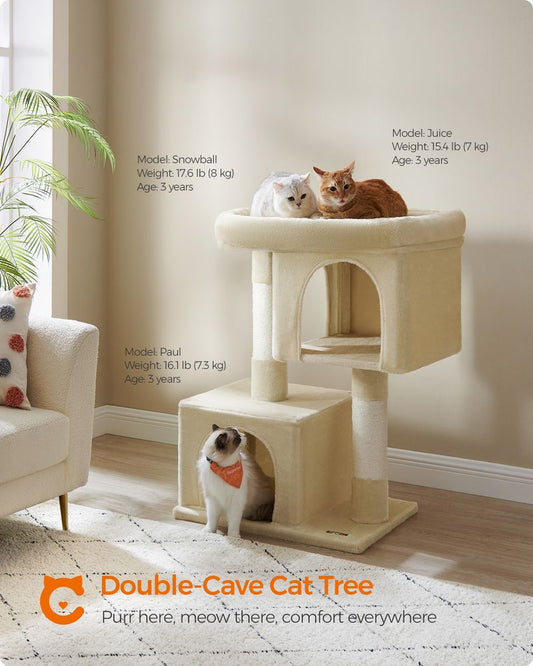 Feandrea 101 cm Tall Cat Tree with Scratching Posts XL Beige