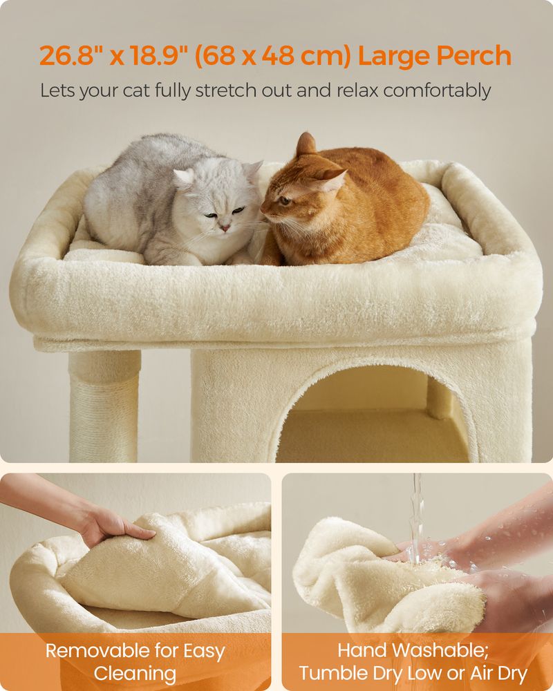 Feandrea 101 cm Tall Cat Tree with Scratching Posts XL Beige