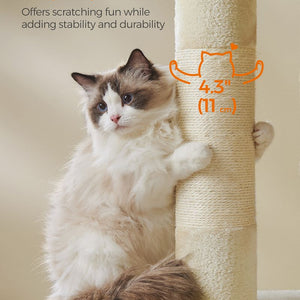 Feandrea 101 cm Tall Cat Tree with Scratching Posts XL Beige