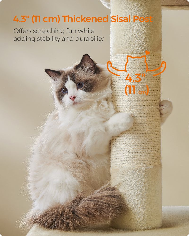 Feandrea 101 cm Tall Cat Tree with Scratching Posts XL Beige
