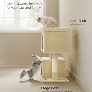 Feandrea 101 cm Tall Cat Tree with Scratching Posts XL Beige