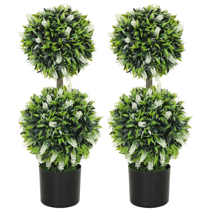 HOMCOM Set of 2 Decorative Artificial Plants-WHITE-830-797V00WT
