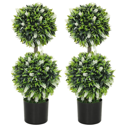 HOMCOM Set of 2 Decorative Artificial Plants-WHITE-830-797V00WT