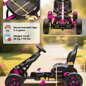 AIYAPLAY Pedal Go Kart for Kids Aged 3-6 Years-pink 370-395v00pk