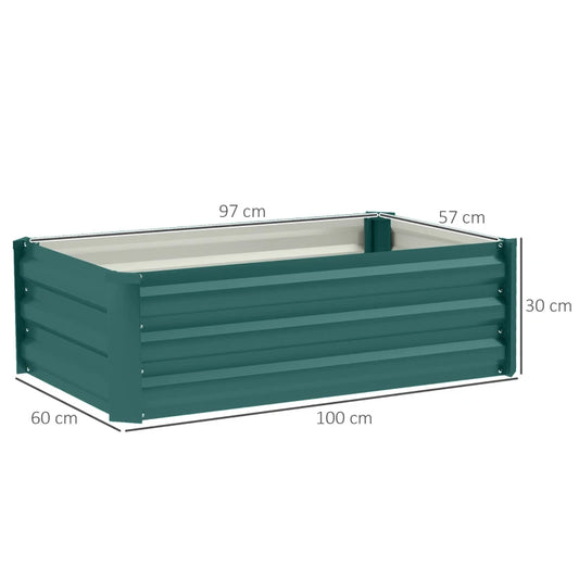 Set of Two 100 x 60cm Steel Planter Boxes -Green 84H-103V00GN