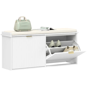 HOMCOM Elegant Ten Shoe Bench, with Top Seat - White