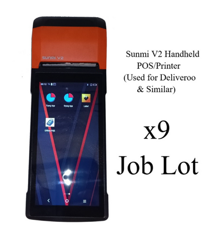 Job Lot 9x Sunmi V2 T5930 Handheld Wireless Data POS System inc Printer