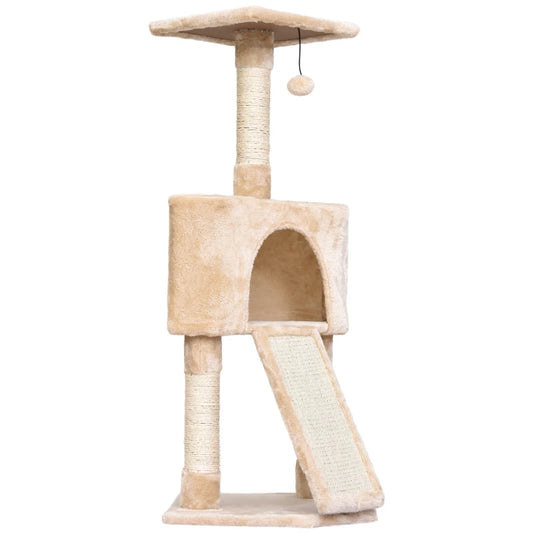 PawHut Corner Cat Tree for Indoor Cats-BEIGE